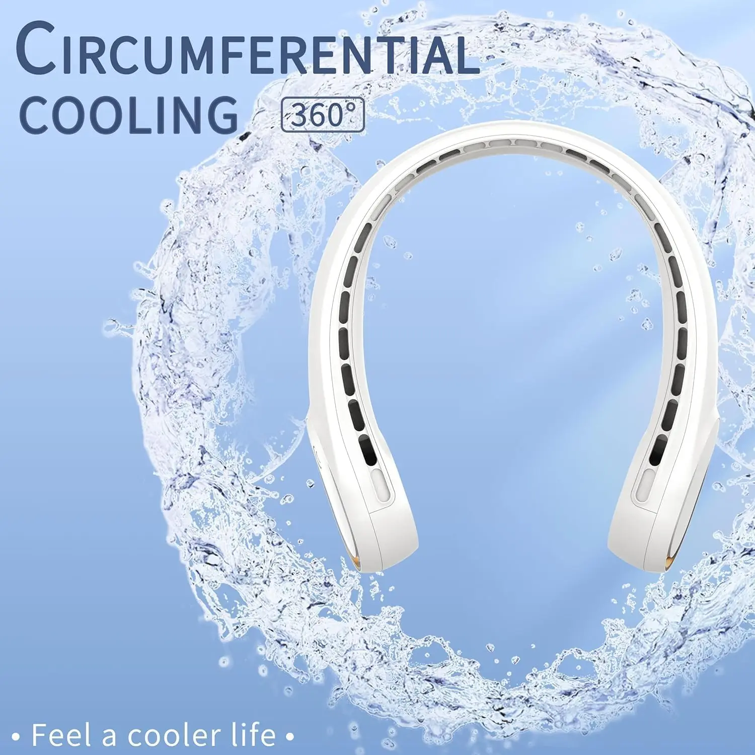 4000mAh Quick-Charge Bladeless Neck Fan, Dual-Side 360° Strong Airflow, Anti-Hair-Tangle & Non-Slip Design, Long Runtime, Unisex Birthday Gift
