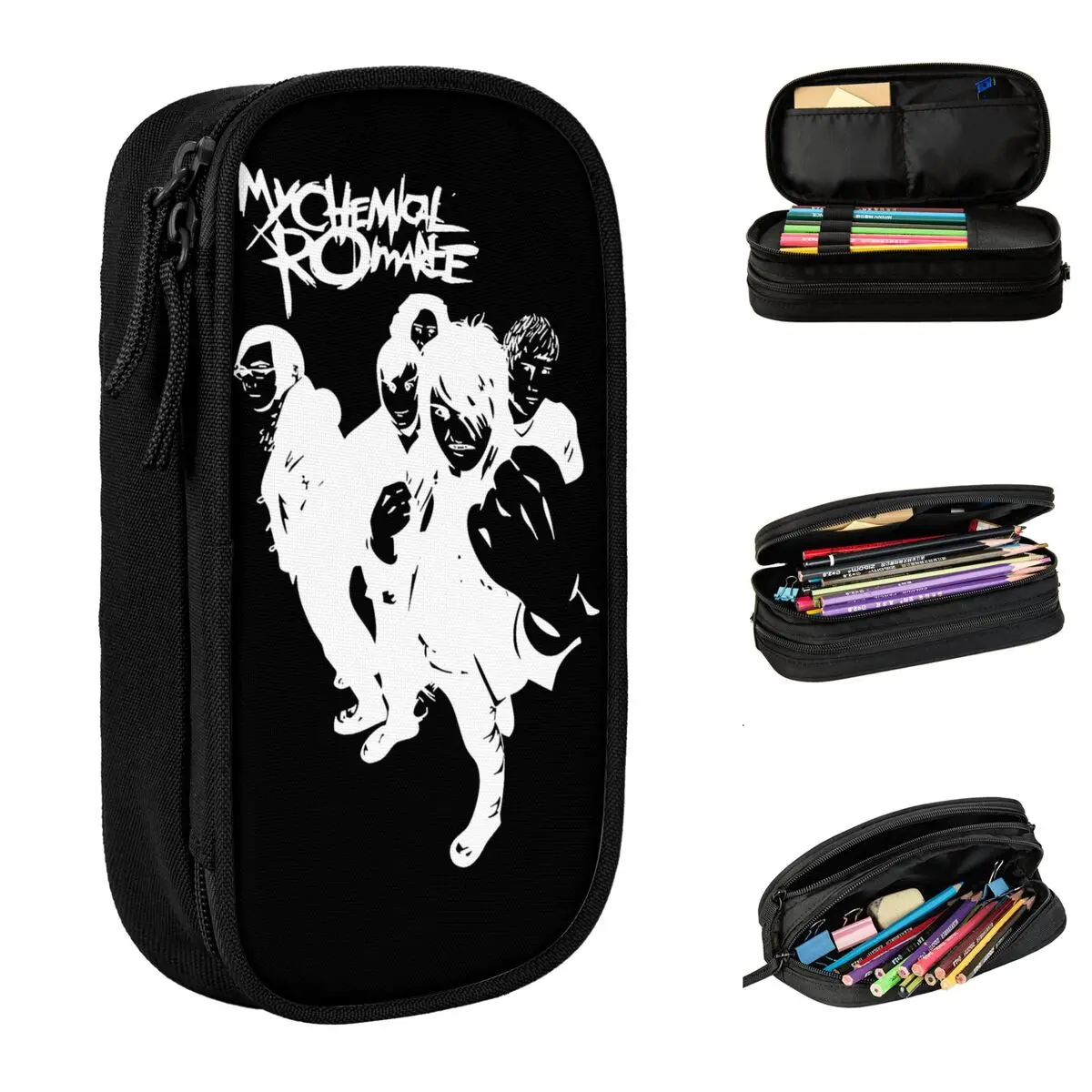 Mcr Band Punk Rock Pencil Cases New My Chemical Romance Pen Box Bags Kids Big Capacity School Supplies Zipper Pencilcases