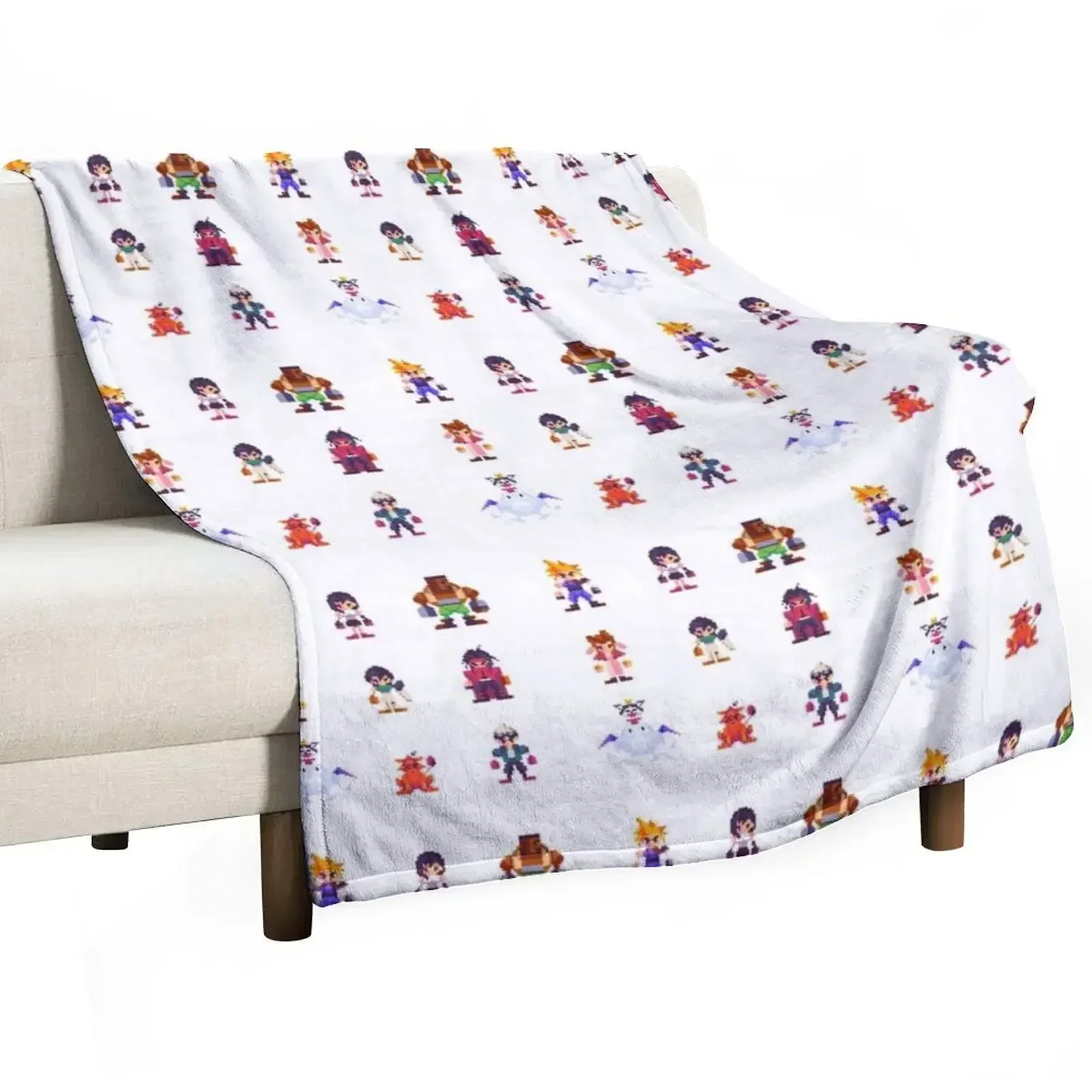 

FF7 Pixel Character Throw Blanket blankets ands Furrys Polar Hair Blankets