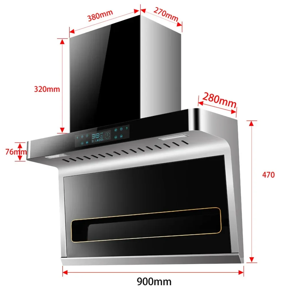 Kitchen Range Hood Intelligent Somatosensory Heat Energy Free Automatic Cleaning High Suction Top Suction Exhaust Hood