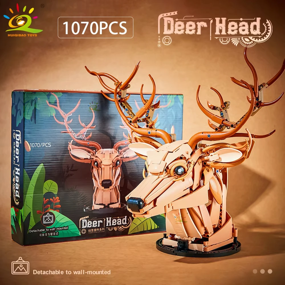 Hot selling 1000+pcs Wolf Deer Eagle Head Model Building Blocks Assembly Set Wall Decoration Wall Sculpture Home Decoration Toys