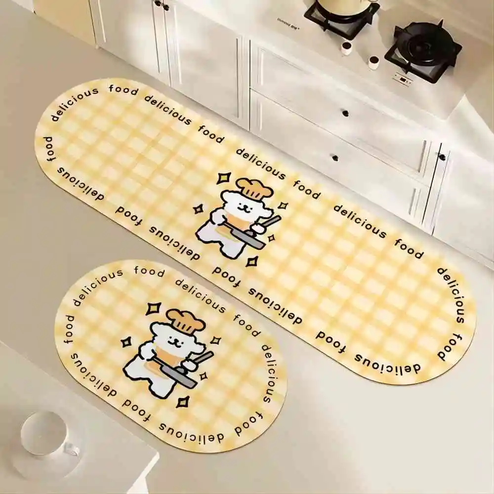 VIKAMA1/2Pms Dopamine Kitchen Anti-Slip Oil-Resistant Floor Mat Bathroom Quick-Drying Blanket Entrance Door Mat Home Decoration
