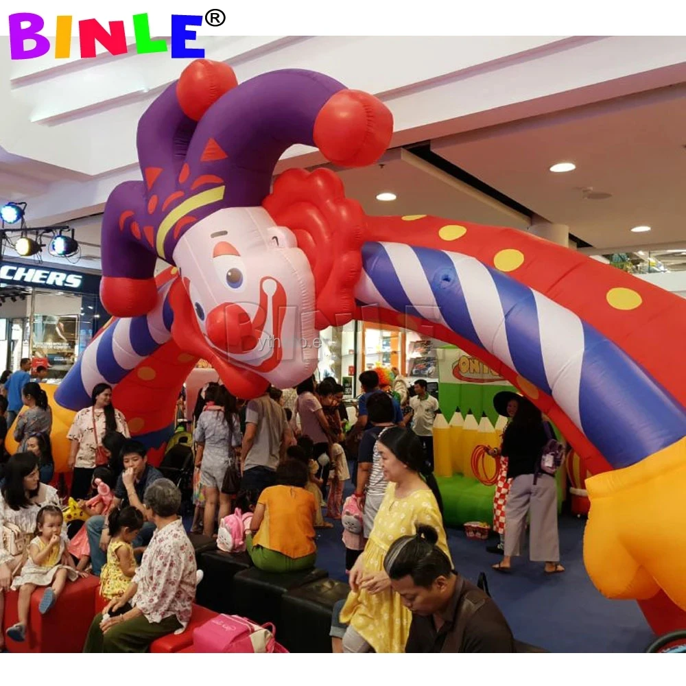 Arco da clown gonfiabile all'aperto Modello da clown personalizzato Arco d'ingresso Porta di benvenuto Cancello per la decorazione di Halloween Decorazione dell'ingresso del circo