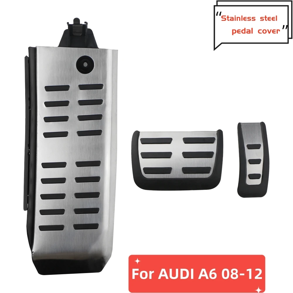 Image of AT Auto Pedale Für Audi A6 4F C6 S6 2008-2012 LHD Edelstahl Gaspedal Kraftstoff Gas Bremse Fußstütze Pedal Schutz Pads