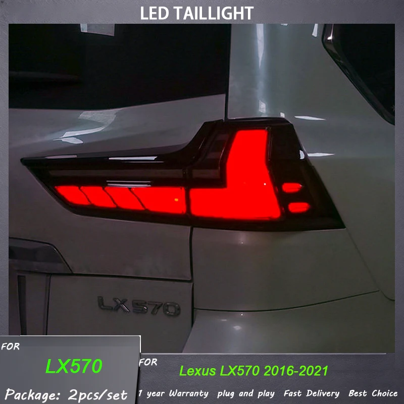 Upgrade LED Tail Lights Assembly for Lexus LX570 2016-2019 -2021 High Bright DRL Dynamic Turn Signal Plug and Play Auto Parts