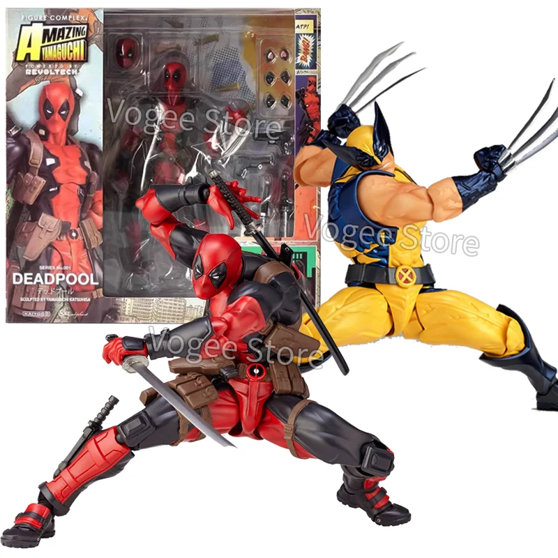 Amazing Yamaguchi Deadpool & Wolverine Action Figure PVC Collection 16cm Ultimate X-Men Mutants Super Hero Figure Model Doll Gif