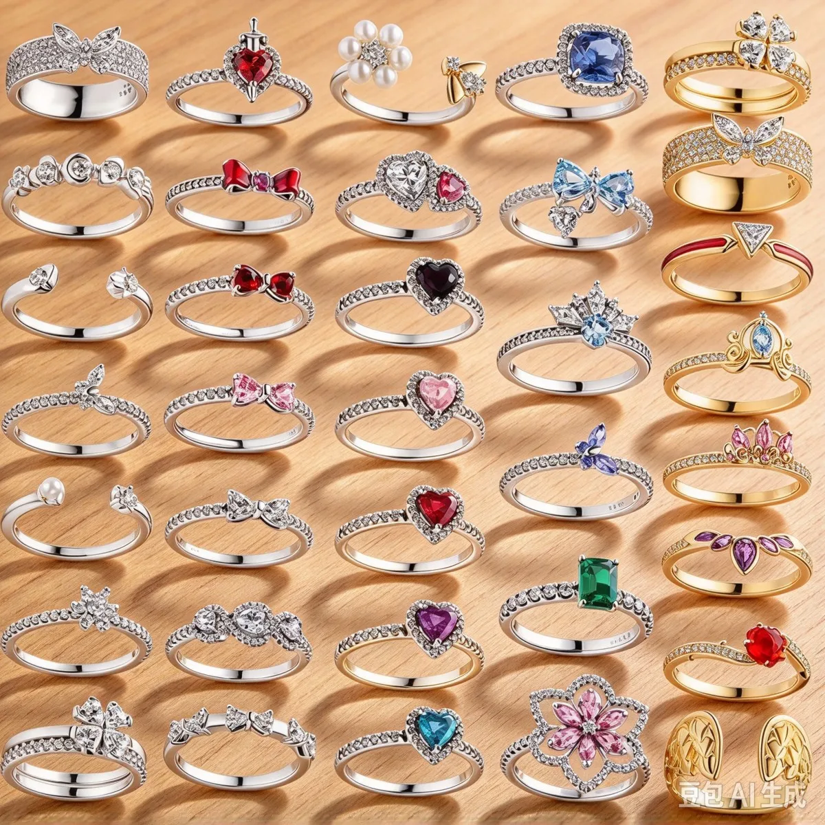 925 Sterling Silver Open Ring Style CZ Paved Heart Butterfly Flower Colorful Gemstone Ring For Women Daily Wear Jewelry Gift