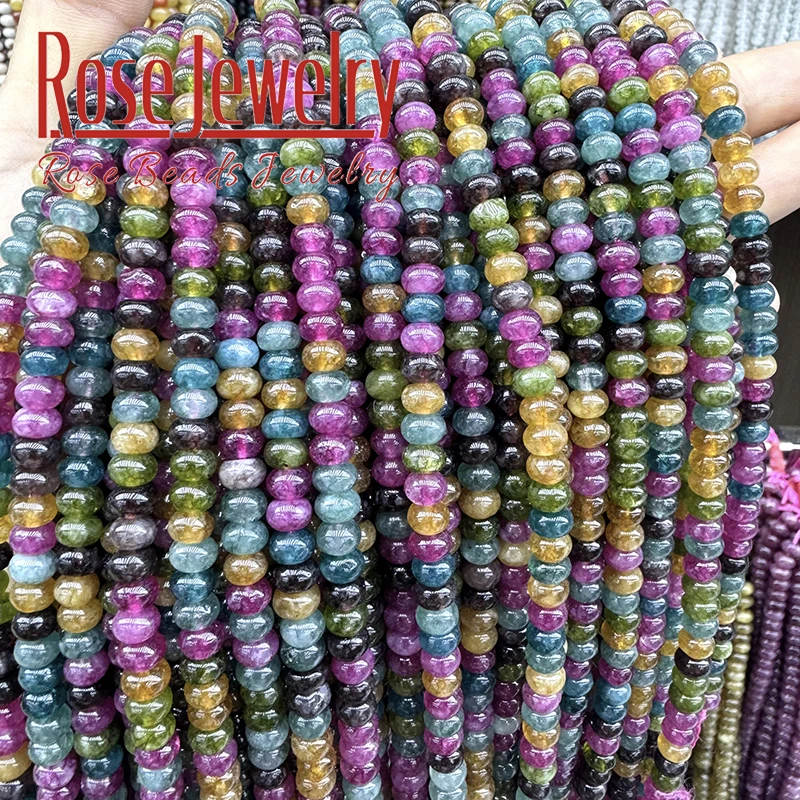 Natural Stone Colorful Tourmaline Abacus Round Loose Space Beads For Jewelry Making Beadwork DIY Bracelet Necklace 2x4mm 15\