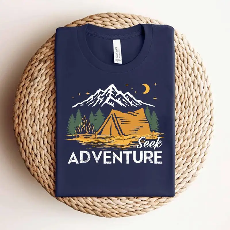 

Seek Adventure T Shirt Vacation Nature Hiking Awaits Lover Road Trip