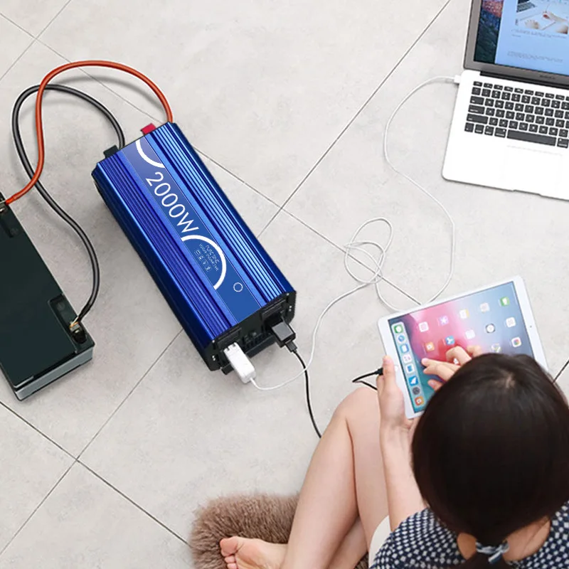 Inverter a onda sinusoidale pura da 1000W/1500W da 12V/24V a 220V/110V Inverter universale per sistema solare per veicoli intelligenti a piena potenza
