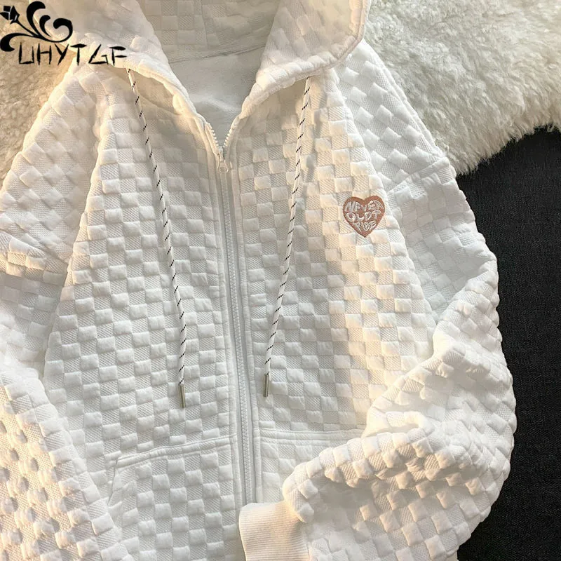 

UHYTGF Women Clothes Spring Autumn Hoodie Coat Female New Hooded Outerwear Female Korean Long-Sleeved Cardigan Ladies Jacket 249