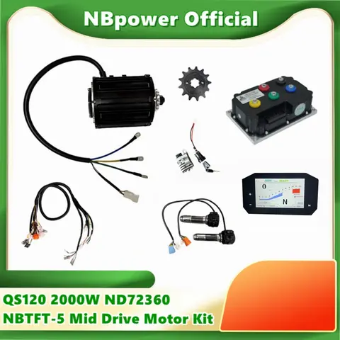 NBTFT-5 디스플레이 메인 하네스 오토바이 Z6 스로틀 키트, ND72360 Fardriver 컨트롤러 포함, QS120, 70H, 2000W 미드 드라이브 모터