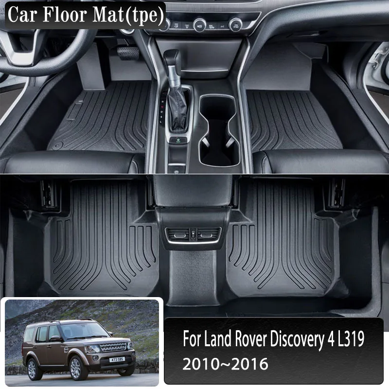 TPE Car Floor Mat For Land Rover Discovery 4 L319 LR4 2010~2016 Luxury Leather Waterproof Foot Pads LHD Carpets Auto Accessories