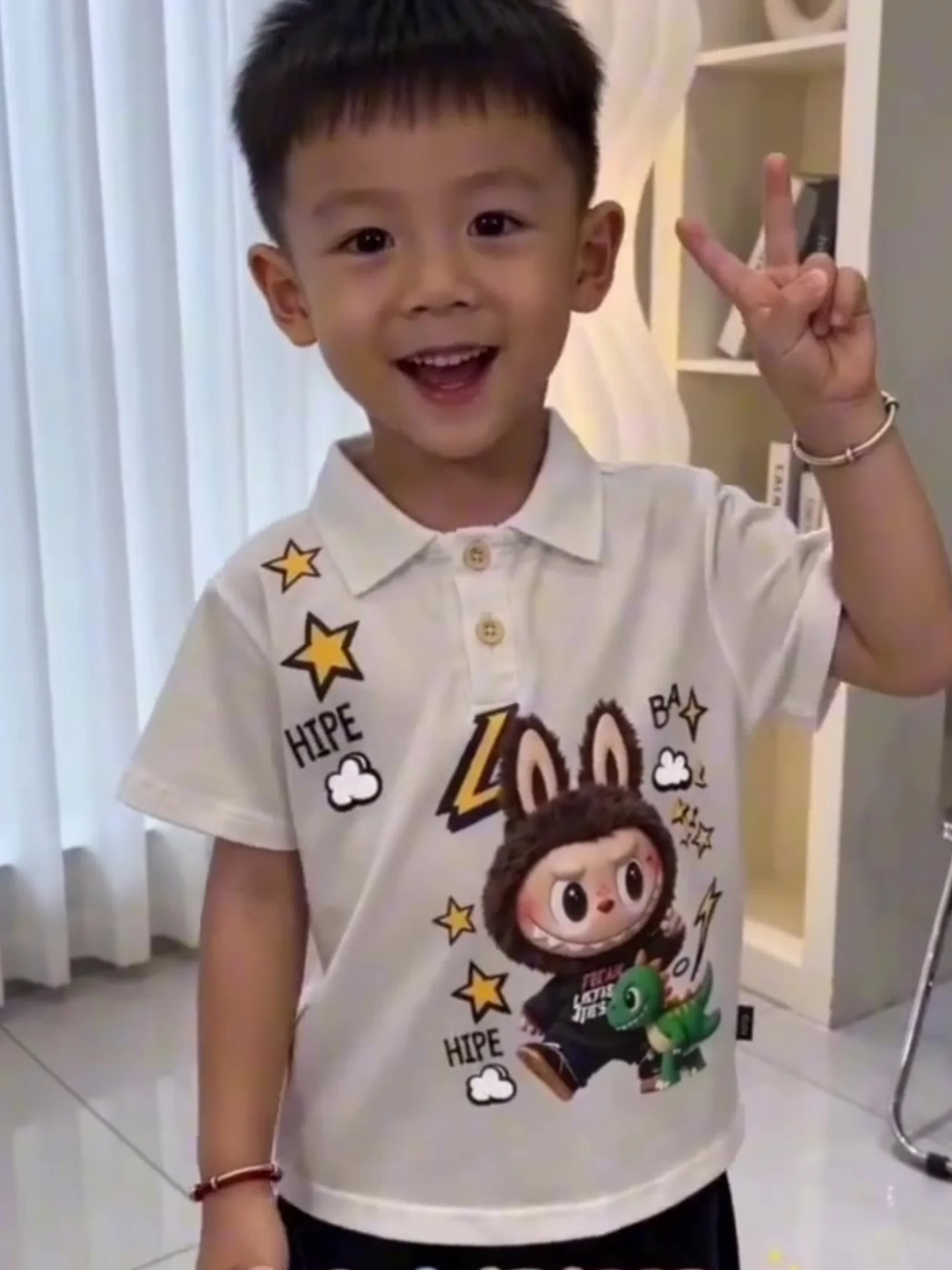high-quality-children's-short-sleeve-shirt-pure-cotton-summer-fashionable-collar-top-kids'-clothing-breathable-comfortable