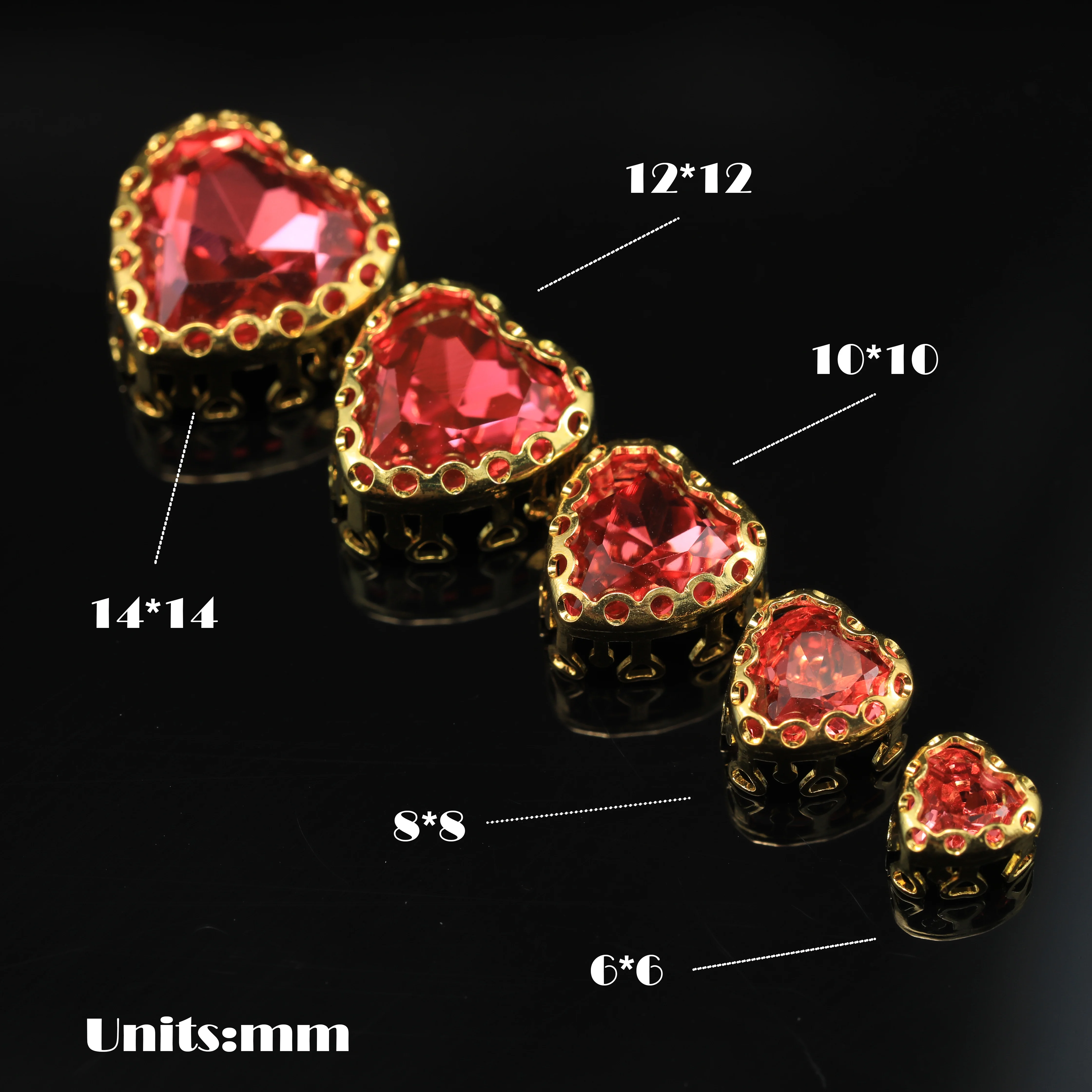 Spitze Maxi-Herz-Strasssteine mit Krallenfassung für DIY-Schmuck, Nagelkunst und Bastelbedarf – Detail 7