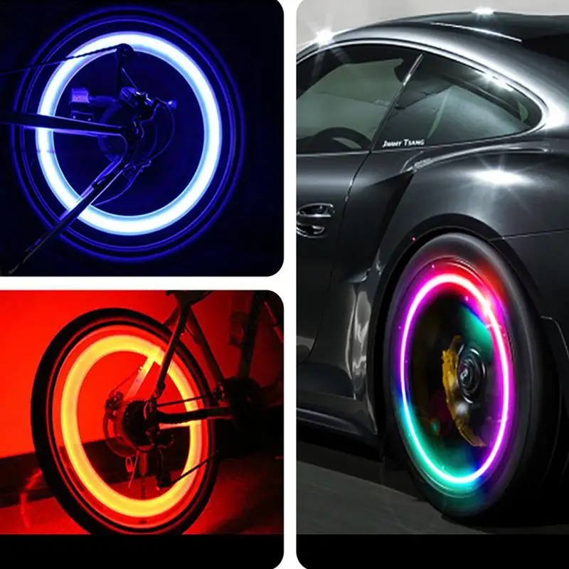 Led Lights For Car Wheel 2pcs Tyre Valves Wheel Colorful Lights Tire Valves Caps Lamp For Vehicles Car SUV Bike Motorcycle