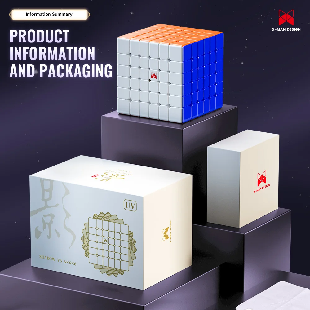 QiYi 6x6 X-Man Shadow V3 6x6x6 Core Magnetic UV Version Magnetic Speed Cube XMD Shadow V3 M 6x6 Puzzle Toys For Gift