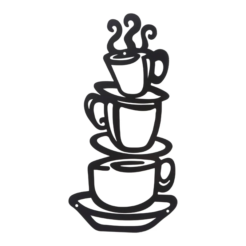 

Coffee Cup Wall Art Metal Decor Sign Cafe Themed Sculptures Kitchen Restaurant