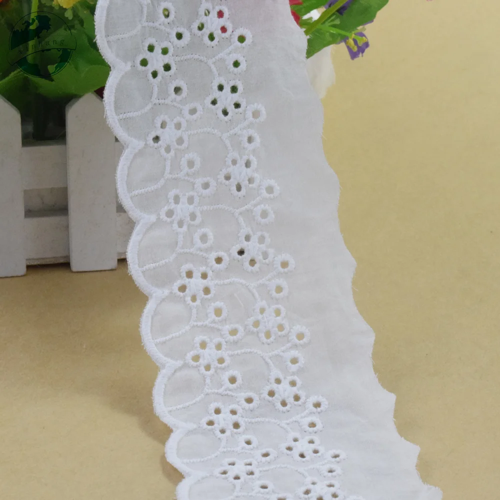 Cotton Fabric Lace  Wide White Lace Embroidery Sewing Ribbon Trim Wedding Dress DIY Dolls Colthes Curtain Accessories #4331