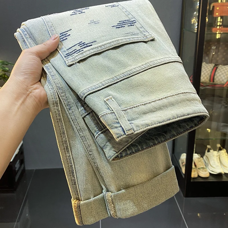 Vintage jeans men's spring 2024 new fashion brand micro cone skinny and all-matching casual pencil pants long pants