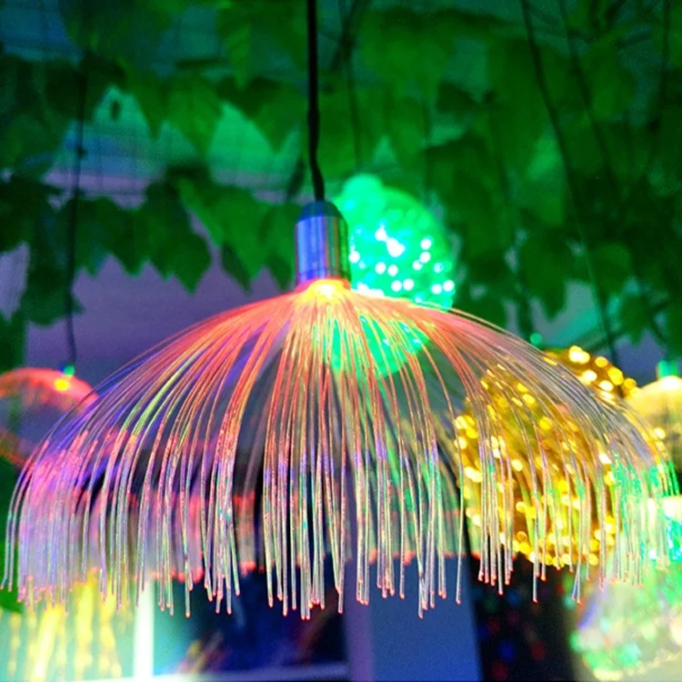RGB Colorful Jellyfish Led Fiber Optic Light DIY Chandelier Multi Color Landscape Atmosphere Garden Courtyard Lights