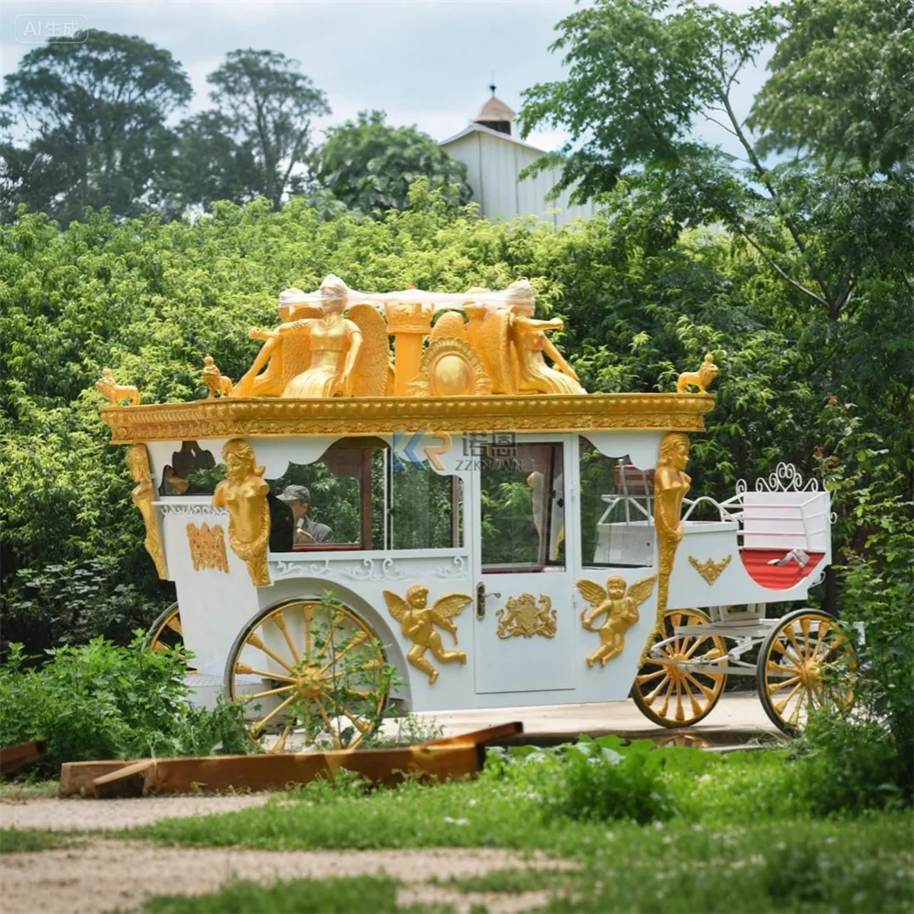 Vintage Cinderella Fairytale Princess Carriage Wedding Vehicle Wagon Sightseeing Electric Horse Carriage for Sale