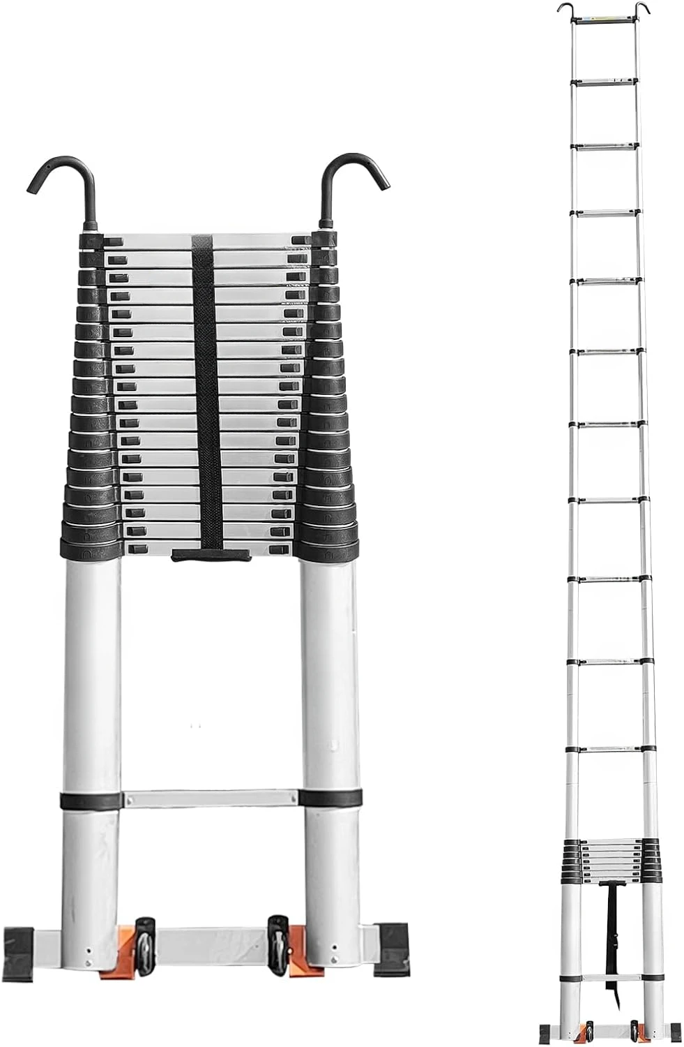 Telescoping Ladder,27.9 FT Extension Ladder,Aluminum Lightweight Telescopic Ladder with 2 Triangle Stabilizers