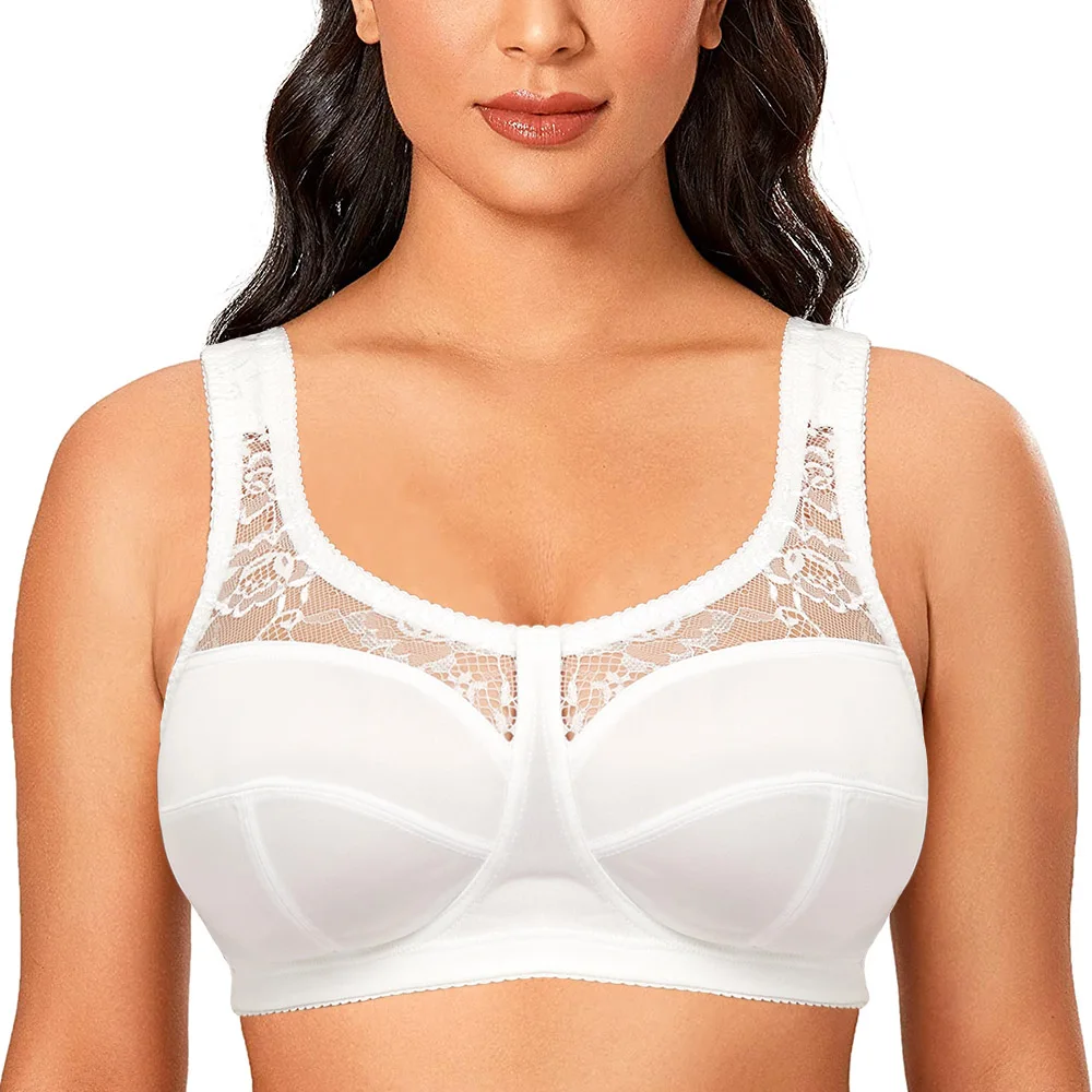 No Rims Bra For Women Thin No Sponge Hollow Out Sexy Lace Bra Lingerie Full Cup Large Cup Plus Size Bras Underwear C D E F G H I