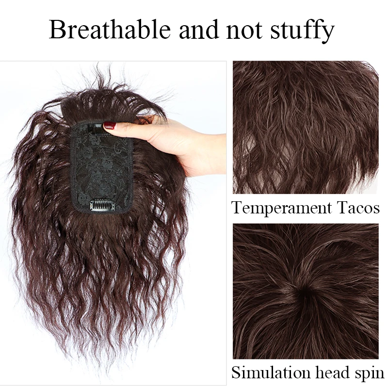 New Concubine Synthetic Hair Topper Toupee Hairpieces For Women Clip-on Fusion Hair Extensions Natural Curly Organic Wig