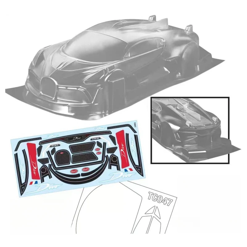 

1/10 Bugatti Divo, On Road Car, RC Drift Body shell, 190mm width, 258mm Chassis, Tamiya tt01 tt02, Kyosho fazer