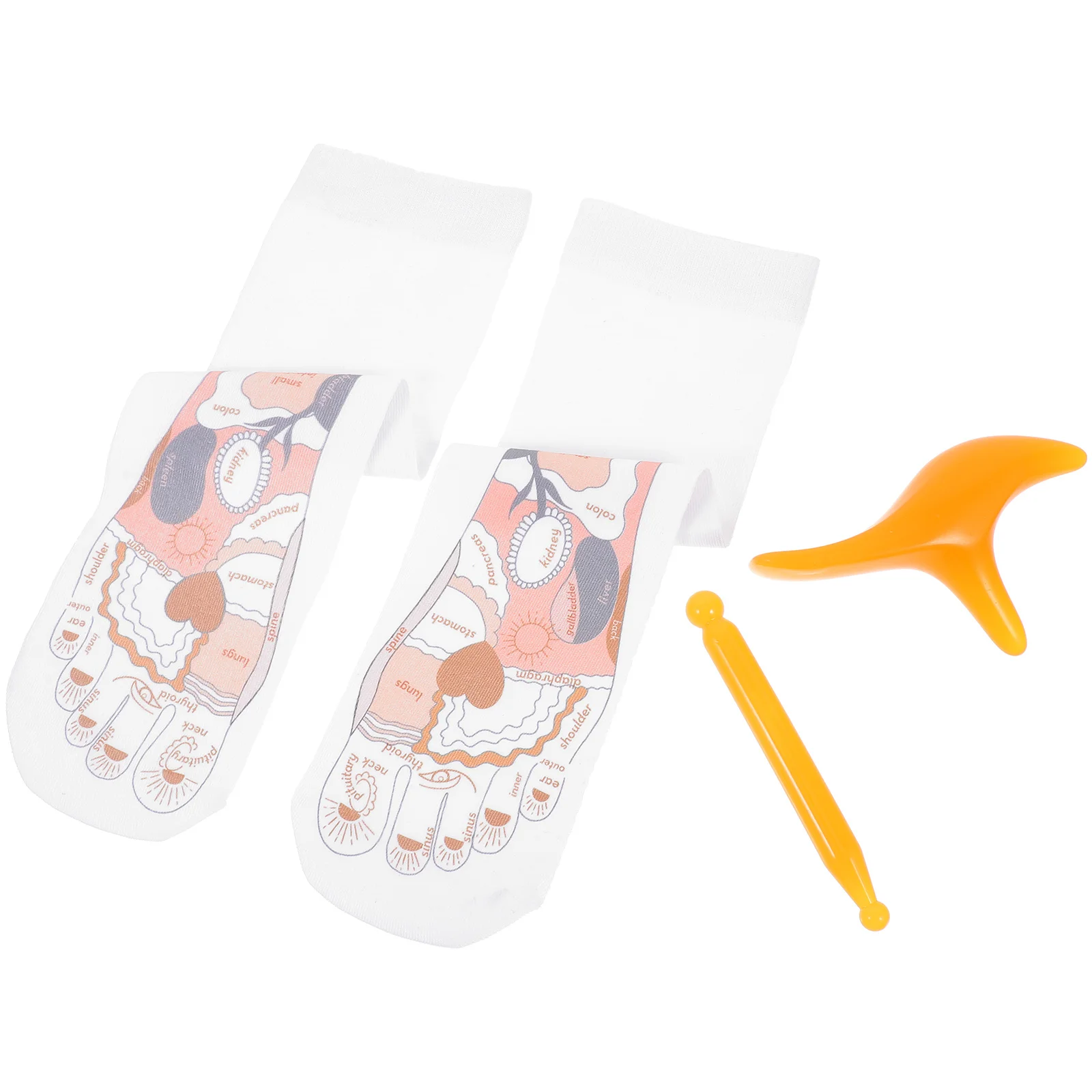 

1 комплект, 1 комплект носков для акупрессуры с ручкой для акупрессуры, рефлексологические инструменты, массаж ног, терапия, носки с принтом акупунктурных точек для дома