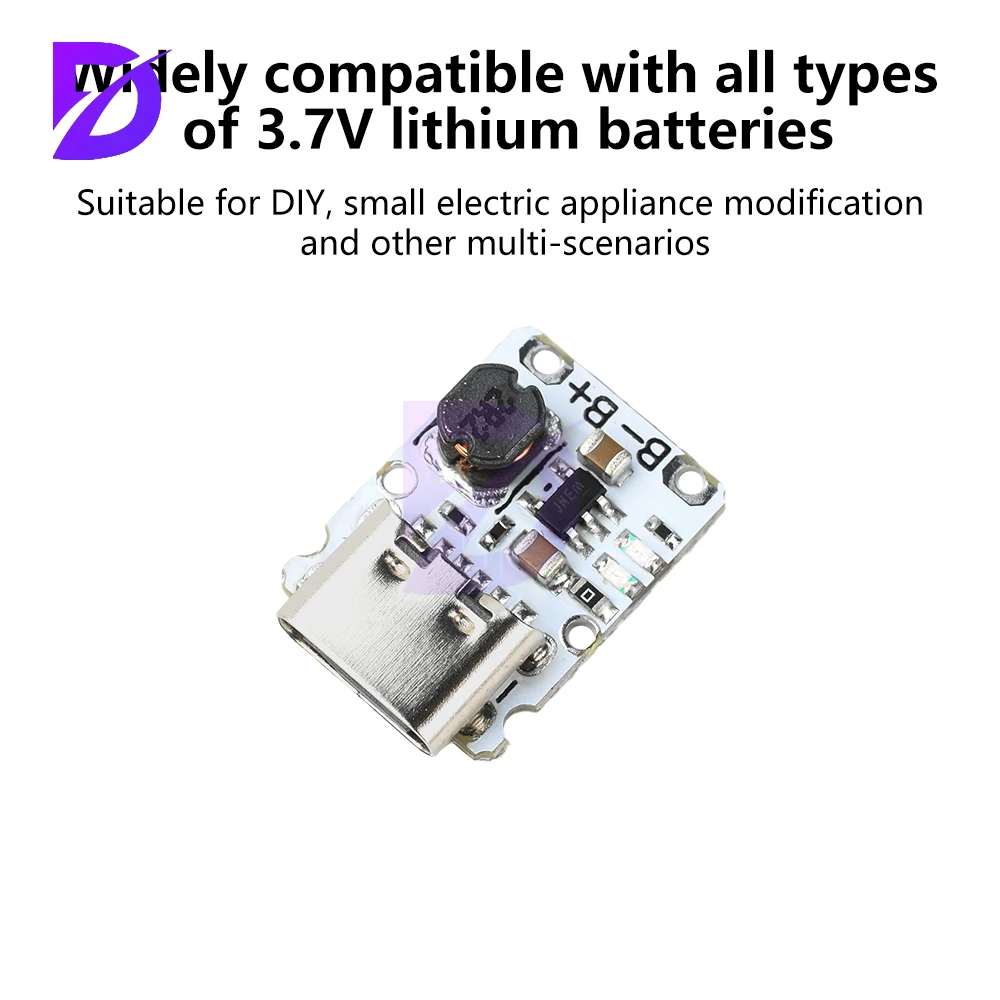 

DC 5V Charge/Discharge Module 1.2A Mini Li-ion Battery Charging Module Boost Power Supply Board with Protection Type C