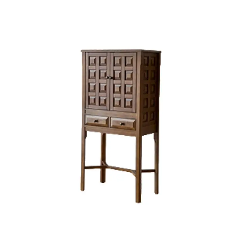 

solid wood display cabinet, living room household storage bucket cabinet side cabinet, retro storage high cabinet