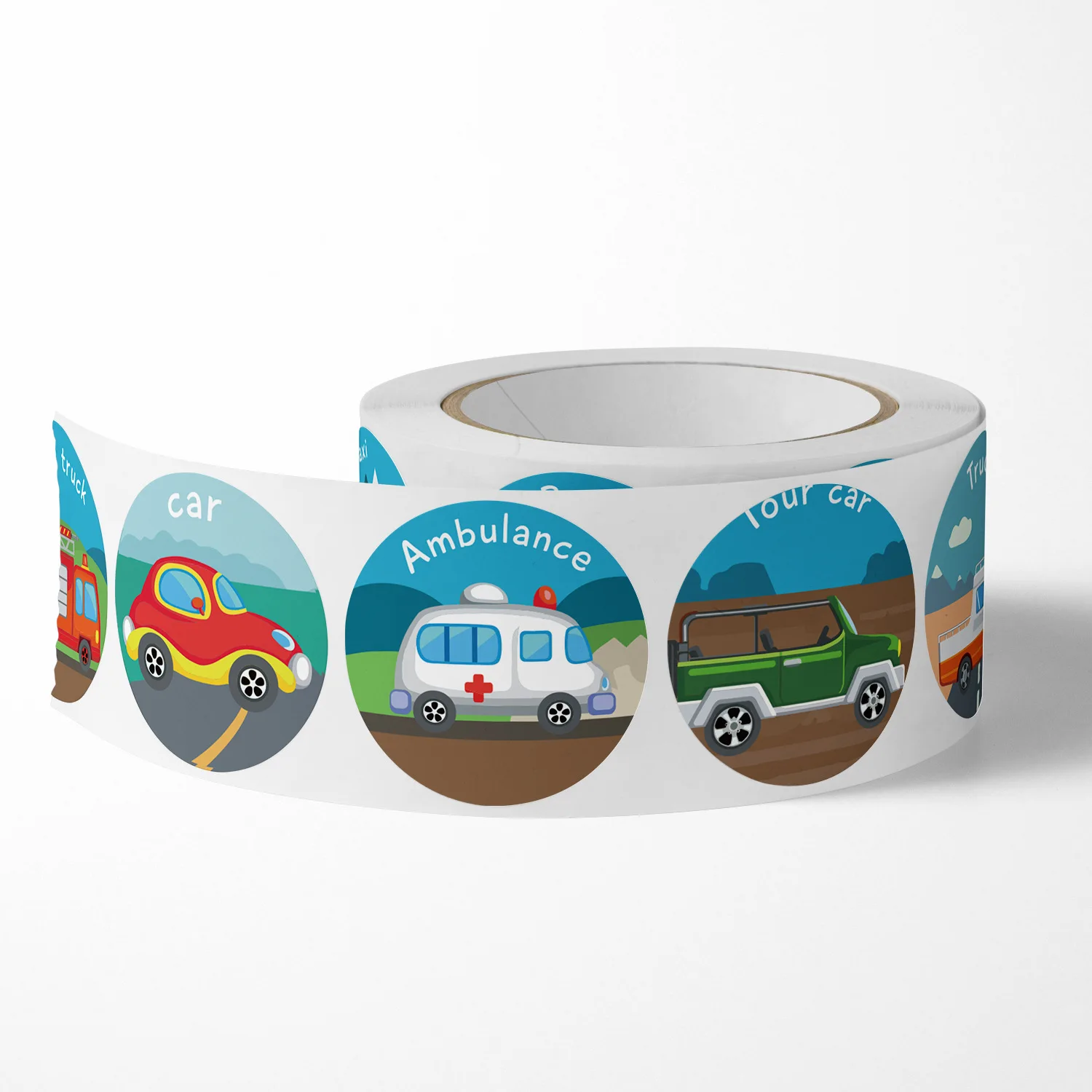 500pcs Cute Cartoon Ambulance Taxi Stickers Children's Educational Toys Sticker for Teacher Reward Kids Stationery Scrapbooking