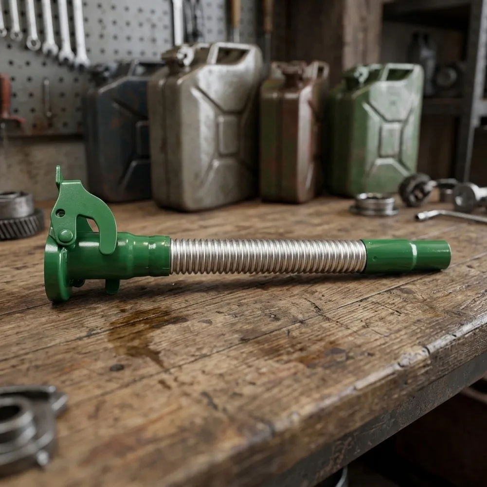 Long Reach Stainless Steel Oil Pourer Suitable for Diesel Water and Other Compatible Liquids in Outdoor Settings