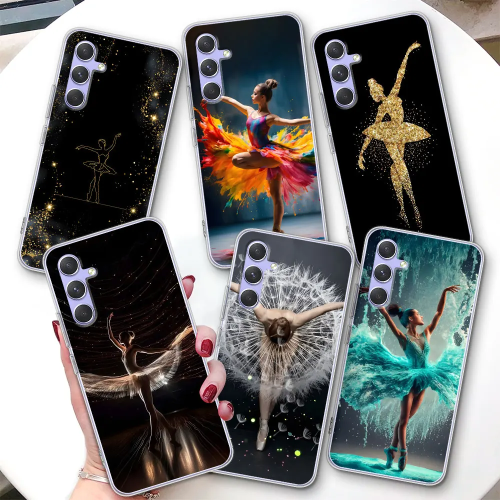 Ballet Dance Girl Case for Samsung Galaxy A15 A12 A21s A25 A35 A53 A51 A55 A54 A14 A31 A52 A41 A71 Transparent TPU Phone Cover