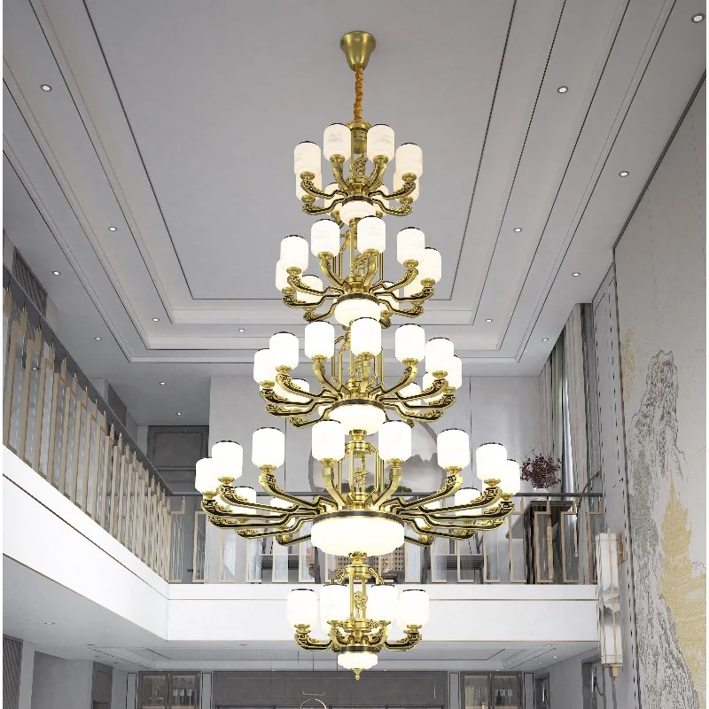 Villa duplex building chandelier new Chinese lamps luxury living room lamp building middle floor hall three floors four floors l