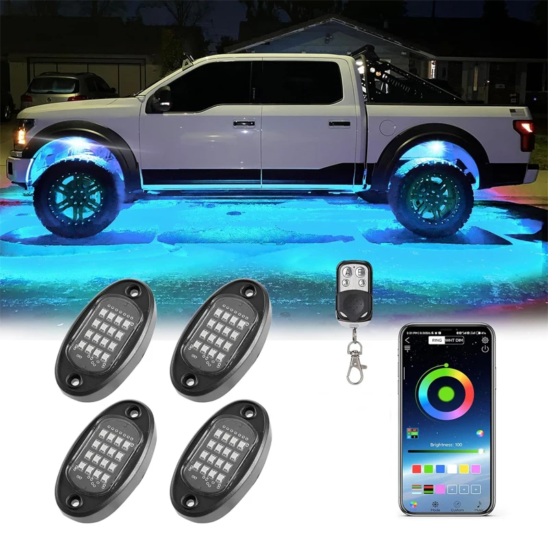

RGB светодиодные рок-фонари Trail Rig Light неоновый подкорпус подсветка приложение дистанционное управление 12 В для Jeep внедорожного грузовика освещение шасси автомобиля