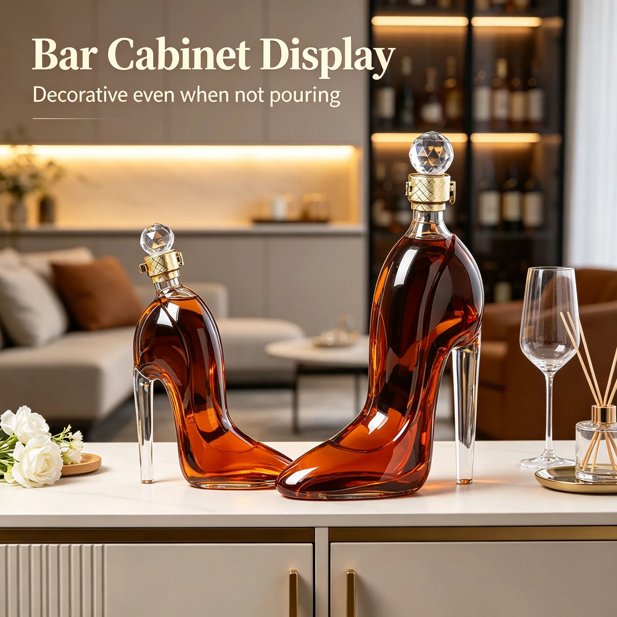 High Heels Shoes Shaped Crystal Glass Whisky Decanter 350ml 700ml Liquor Dispenser Bottle For Vodka Rum Merlot Bar Party Tools