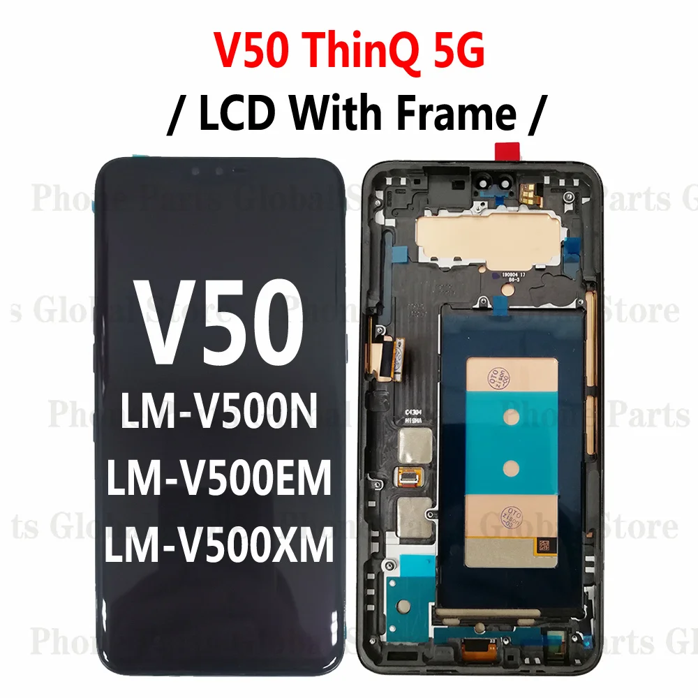 LCD With Frame For LG V60 V600 V40 V405 V50 V500N V50S V510N ThinQ 5G Display Screen Touch Sensor Digitizer Assembly Replacement