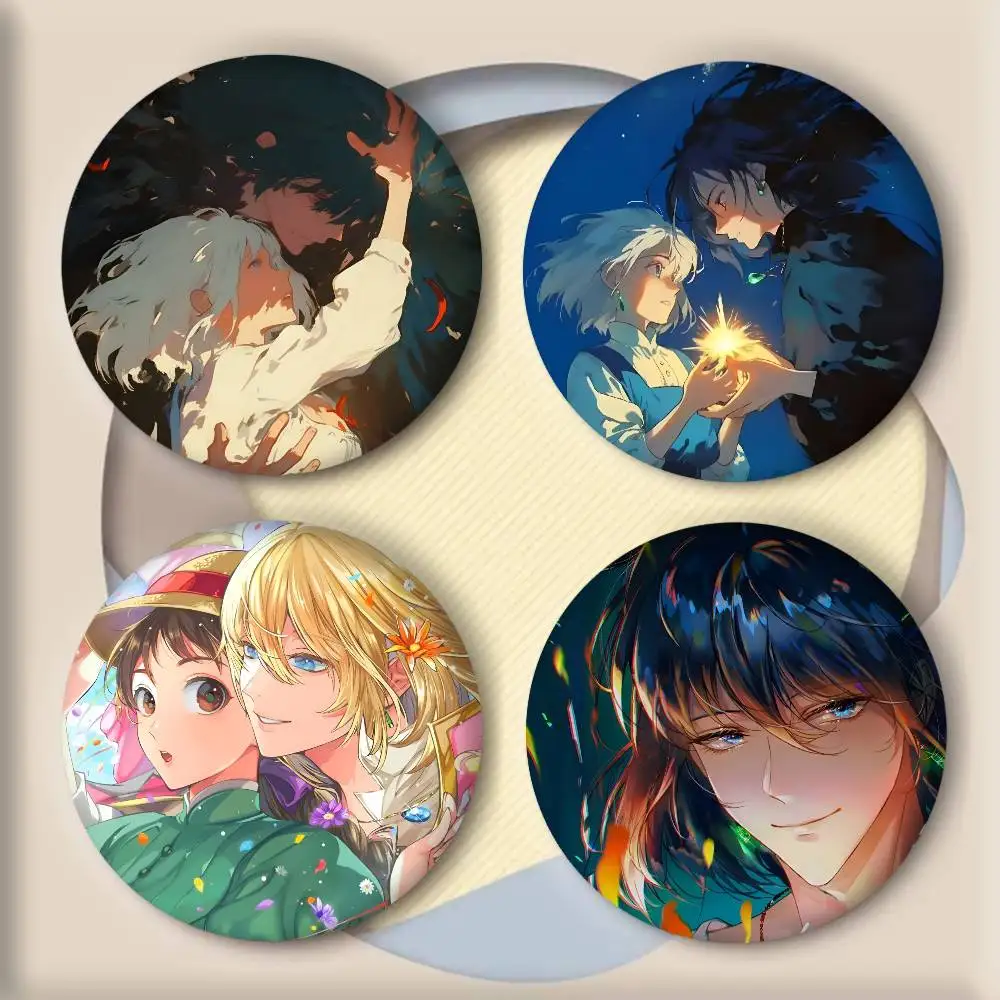Cartoon Movie Anime H-Howls Moving C-Castle Badge Round Art Brooch Clothes Backpack Accessories Lapelnd Laserh