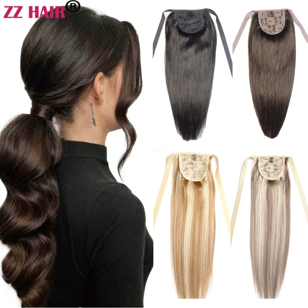 100-brazilian-human-remy-hair-extensions-16-20-ribbon-ponytail-60g-clips-in-horsetail-natural-straight-zzhair