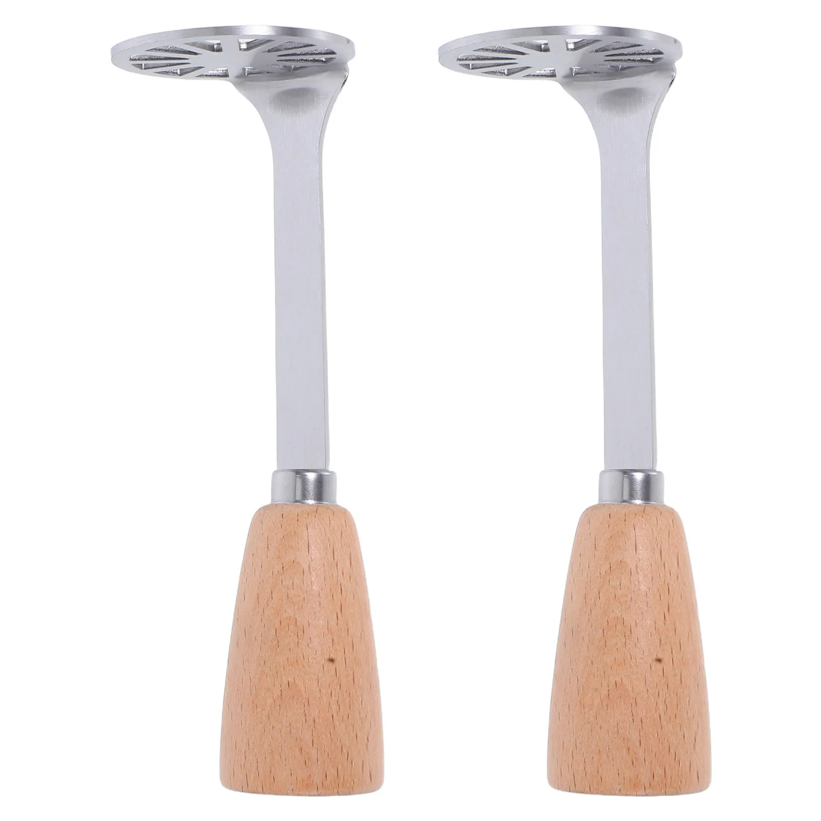 

2Pcs Stainless Steel Potato Masher Wooden Handle Manual Vegetable Fruit Crusher Kitchen Tool Portable Kitchen Gadget for Home