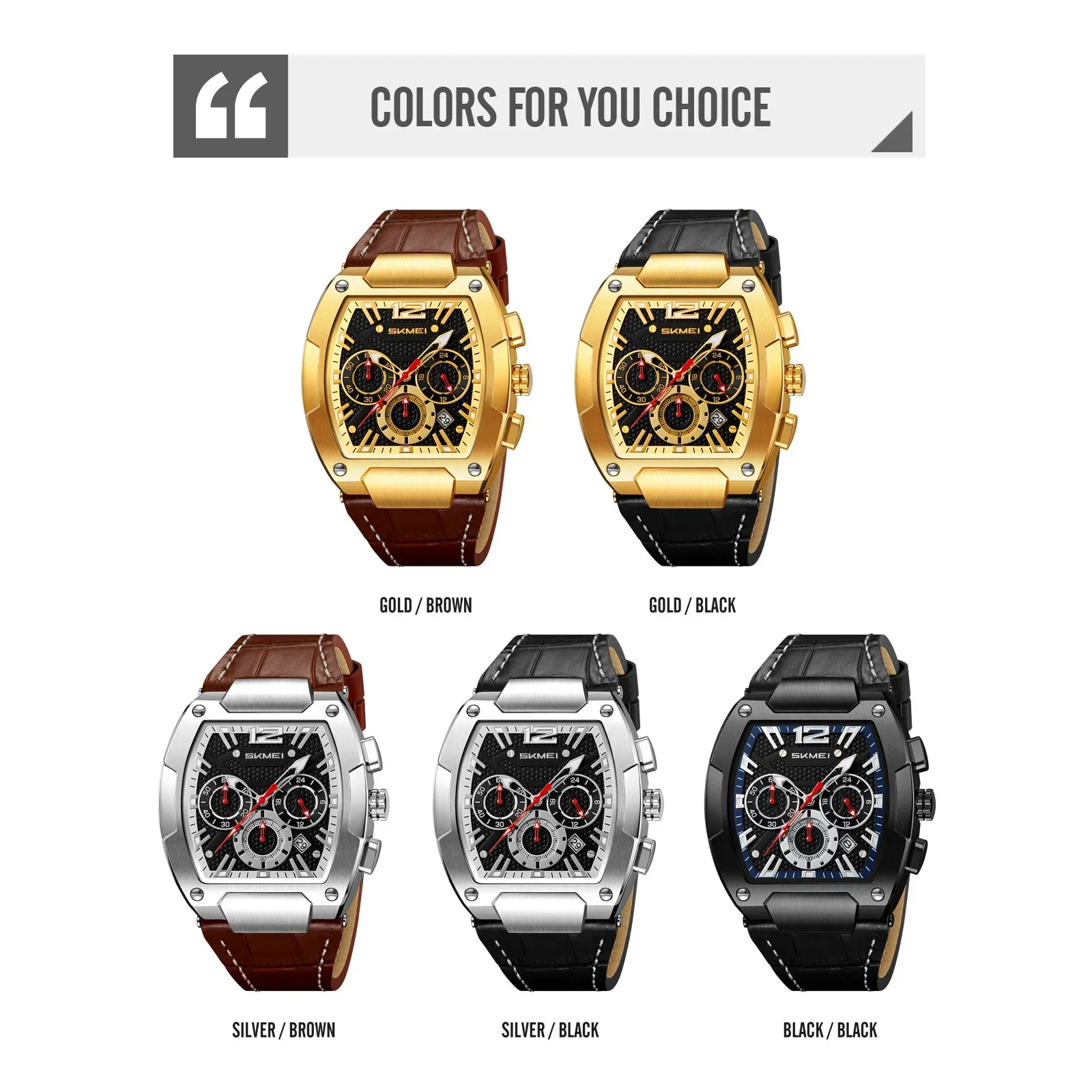 حزام جلدي للتاريخ للرجال وقت رياضي SKMEI 9357 ساعة يد مقاومة للماء #3