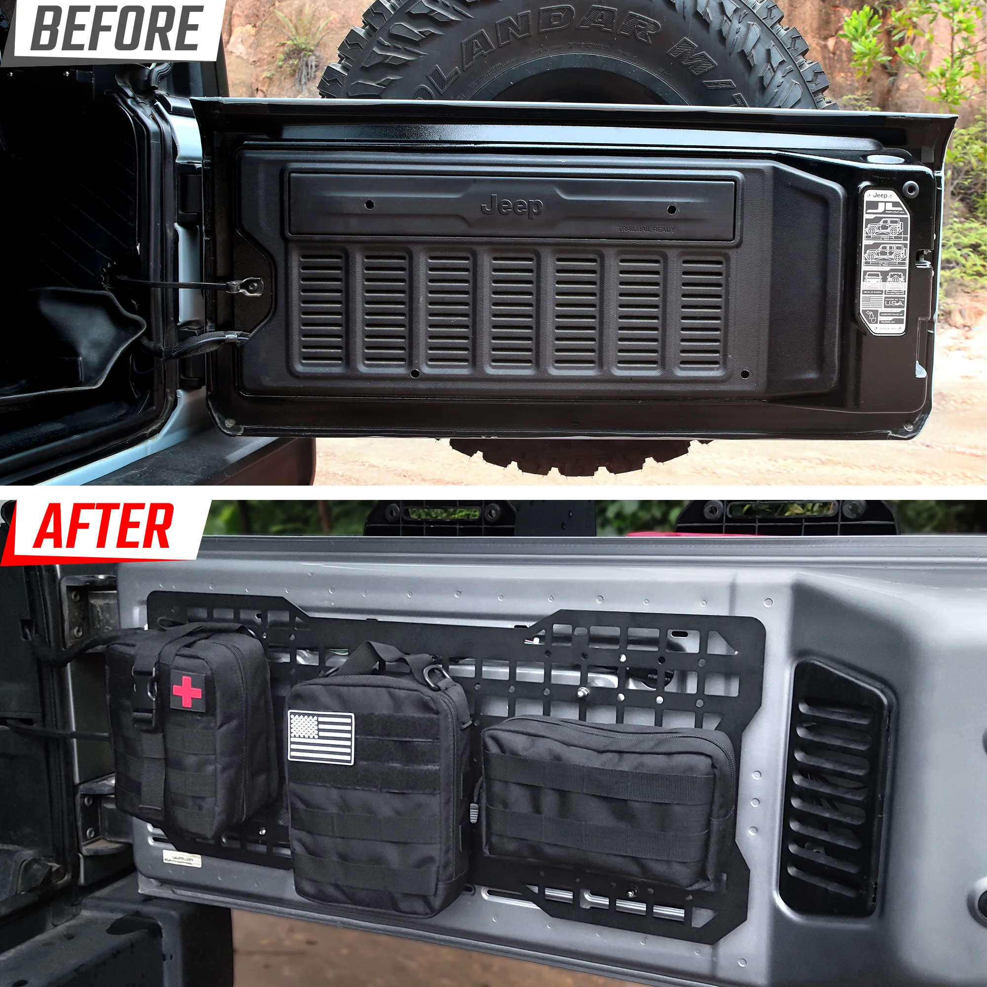 Tailgate Tactical Panel for Jeep Wrangler 2007-2025 Tailgate Accessory