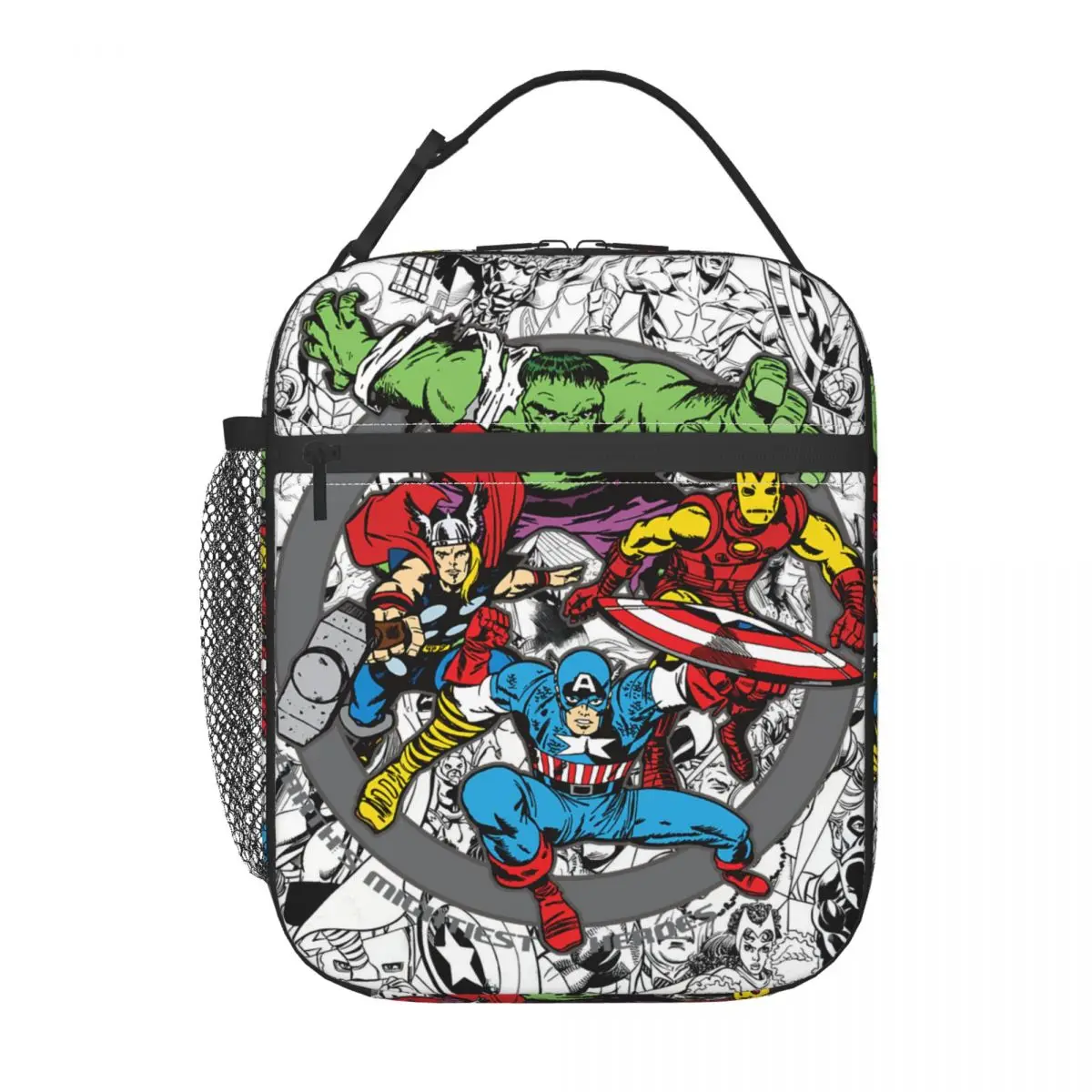 

Custom Captain America Hulk Insulated Lunch Bag for Travel Earth Superhero Leakproof Thermal Cooler Bento Box Women Children