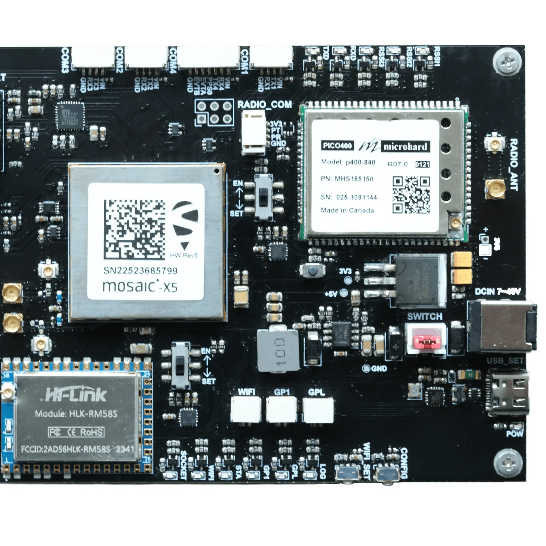 Septentrio_mosaic H Rtk Oem Board Gnss Gps Module contains WiFi module, MicroHard P400 radio station