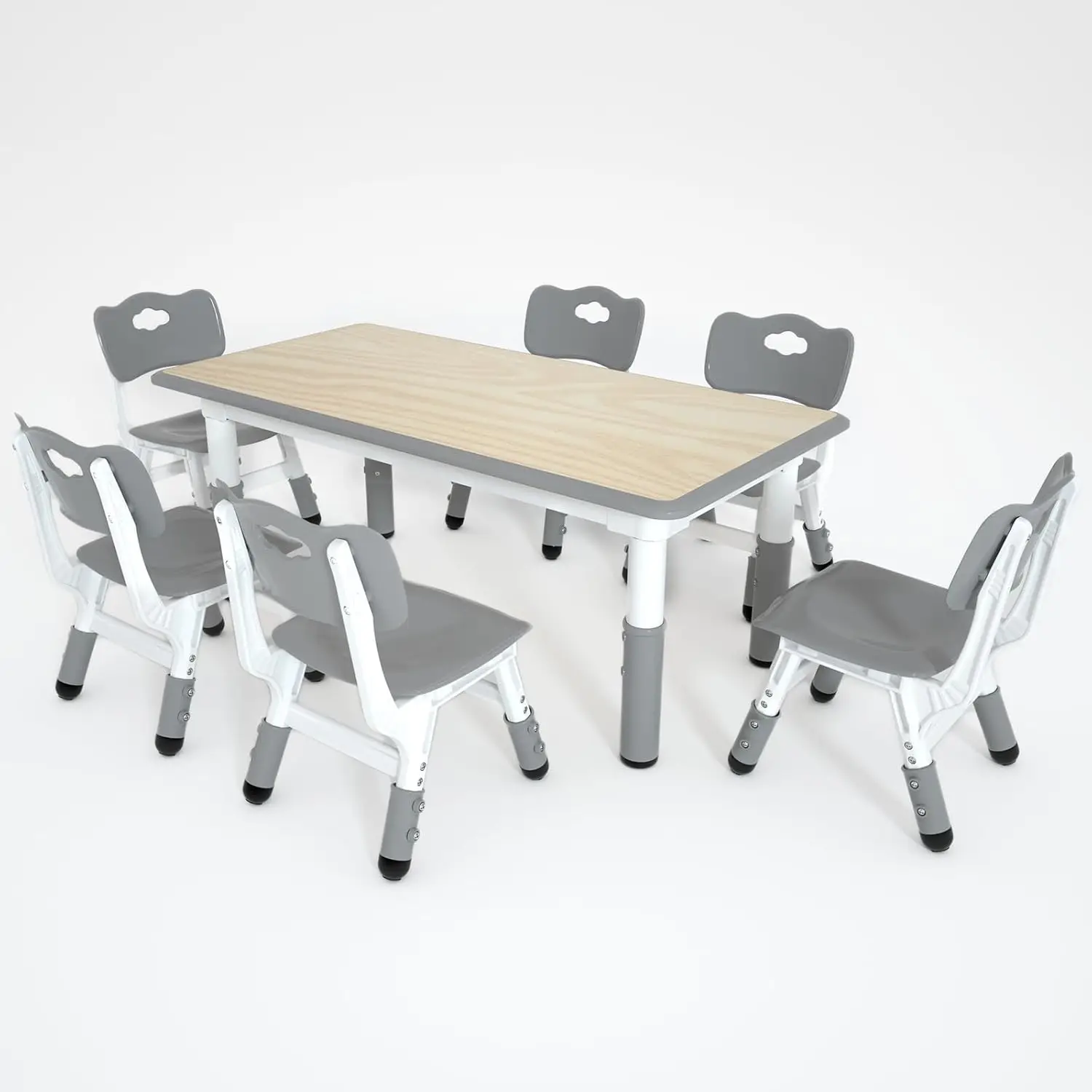 Conjunto infantil de 6 cadeiras, cinza