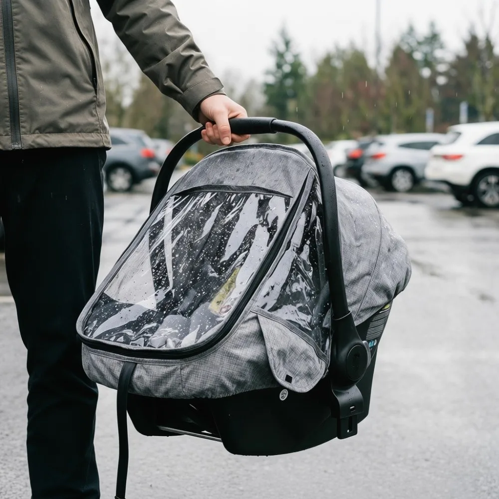 Transparent EVA Baby Safety Seat Rain Cover Insect-proof Double Zipper Newborn Basket Rain Cover Dustproof Windproof
