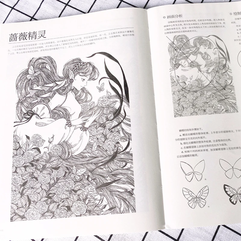 Li Meng Ji The Magic of Lines Fairy Tale Aesthetic Line Drawing Book Black and White Line Pencil Sketch Coloring Book